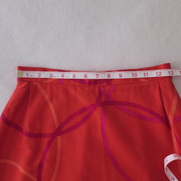 Vintage Swedish Brand Rudholms Bold Red-Orange Full Length Cotton Skirt SMALL - Picture 9 of 12